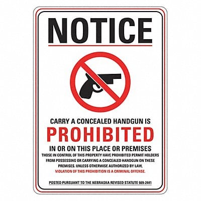 Rflctv Weapons Notice Sign 14x10in Alum