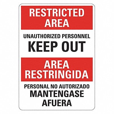 Restricted Area Sign 14inx10in Plastic