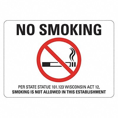 No Smoking Sign 10 inx14 in Plastic