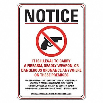 Eco Weapons Notice Sign 14x10in