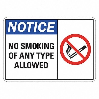 No Smoking Sign 7 inx10 in Plastic