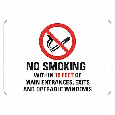 No Smoking Sign 7 inx10 in Plastic