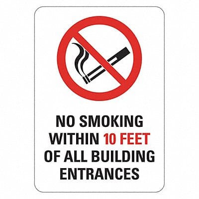 No Smoking Sign 10 inx7 in Plastic