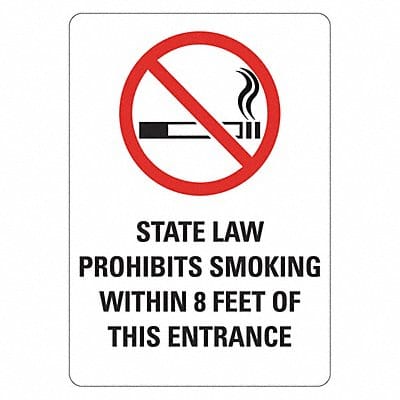 No Smoking Sign 10 inx7 in Plastic