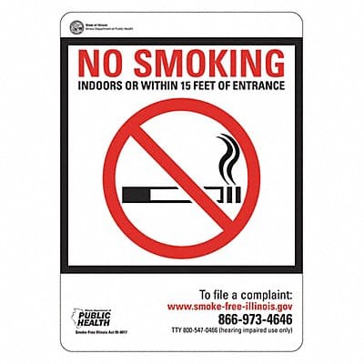 No Smoking Sign 7x5in Reflctv Sheet PK2