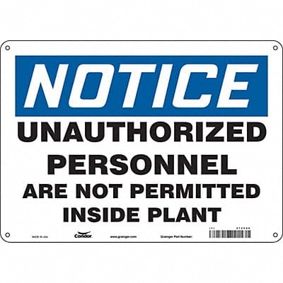 Safety Sign 10 in x 14 in Polyethylene