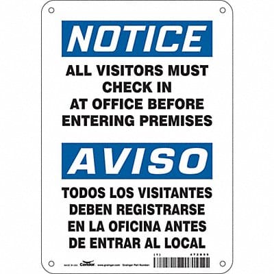 Safety Sign 10 in x 7 in Aluminum