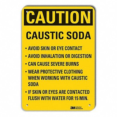 Rflct Caustic Caution Sign 14x10in Alum