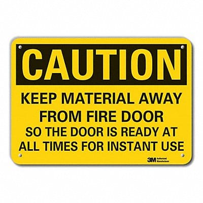 Rflct Fire Door Caution Sign 7x10in Alum