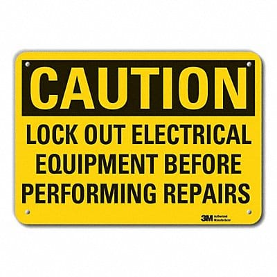 Rflct Lockout Tagout Caut Sign 10x14in