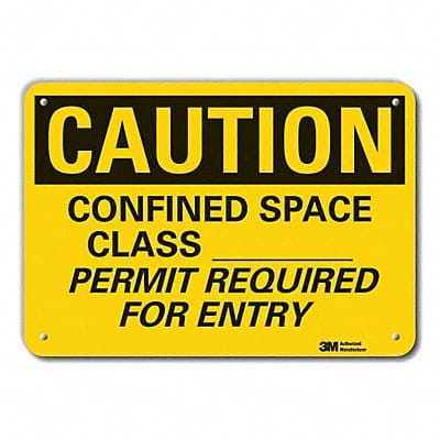 Rflct Confind Space Caution Sign 10x14in