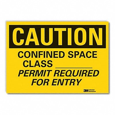 Confined Space Caution Rflct Lbl 5x7in