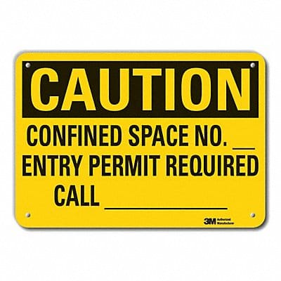 Rflct Confined Space Caution Sign 7x10in