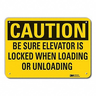 Rflct Elevator Hzrd Caution Sign 10x14in