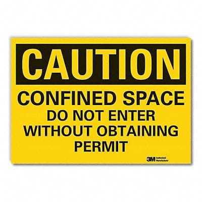 Confined Space Caution Rflctv Lbl 7x10in