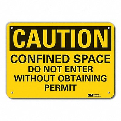 Rflctv Confined Space Caut Sign 10x14in