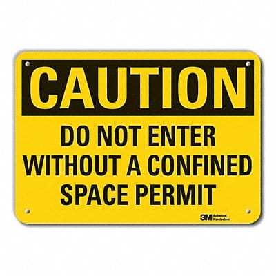 Rflct Confined Space Caution Sign 7x10in