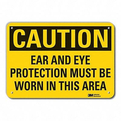 Rflct Eye Ear Caution Sign 10x14in Alum