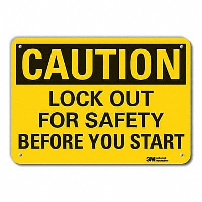 Rflct Lockout Tagout Caution Sign 7x10in