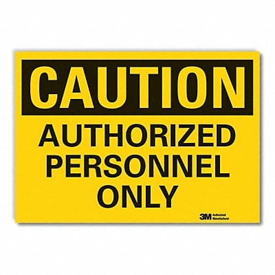 Auth Personnel Caution RflctvLbl 10x14in