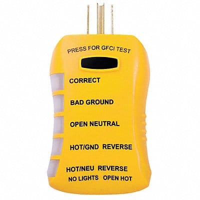 Receptacle Tester GFCI 125V AC No Disp