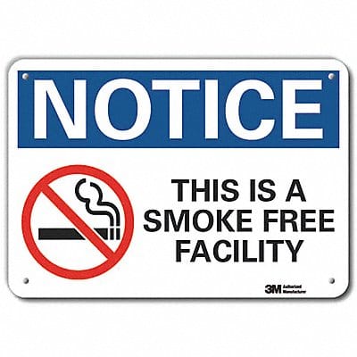 Rflctv No Smoking Note Sign 10x14in Alum