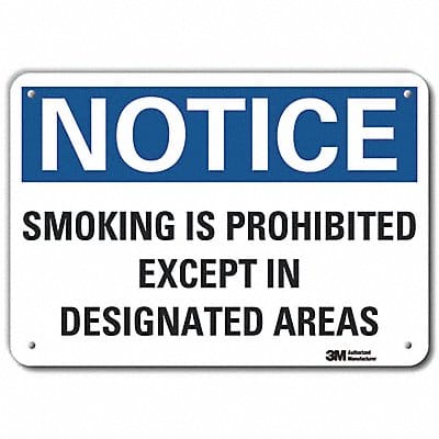 Rflctv No Smoking Note Sign 10x14in Alum