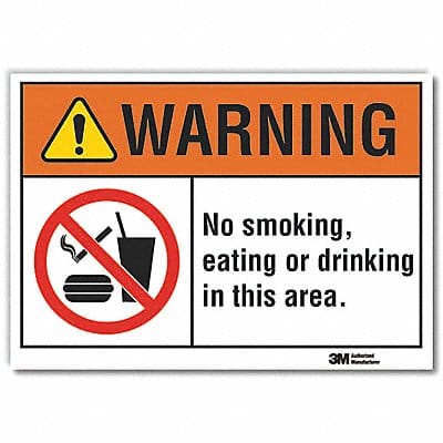 No Smoking Warning Rflctv Label 7inx10in