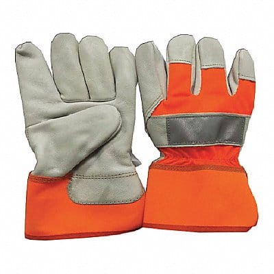 J4937 Leather Gloves White/Hi-Vis Orange L PR