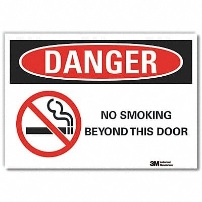 No Smoking Danger Rflct Label 3.5x5in