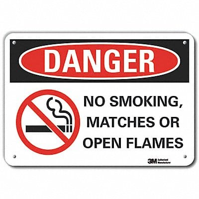 Rflctv No Smoking Dangr Sign 10x14in Alu