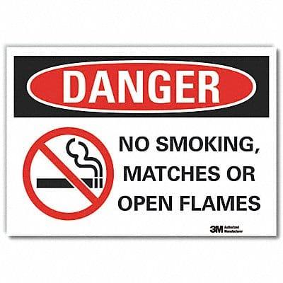 No Smoking Danger Rflctv Label 10inx14in