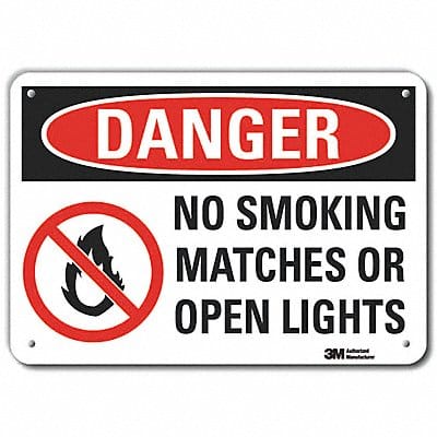 Rflct No Smoking Danger Sign 7x10in Alum