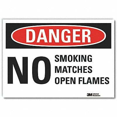 No Smoking Danger Rflctv Label 7inx10in