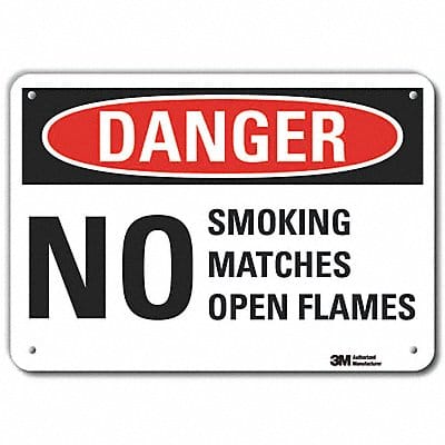 Rflct No Smoking Dangr Sign 10x14in Alum