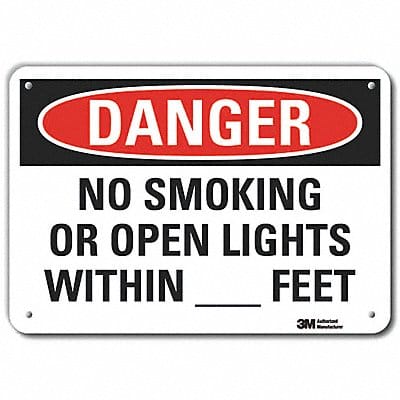 Rflct No Smoking Dangr Sign 10x14in Alum