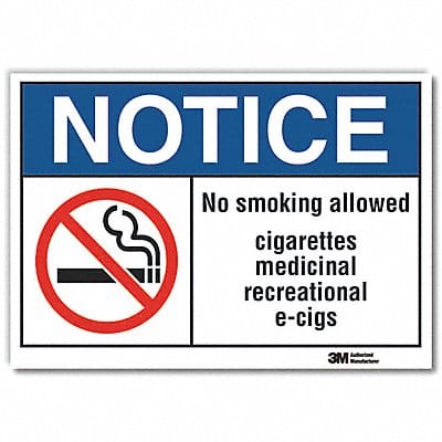 No Smoking Notice Rflctv Label 7inx10in