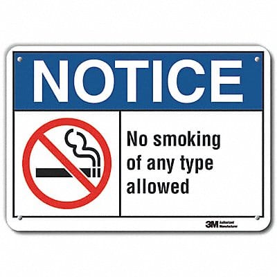 Rflctv No Smoking Note Sign 10x14in Alum