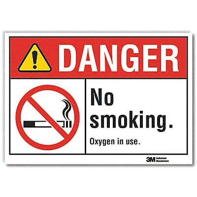 No Smoking Danger Rflctv Label 3.5inx5in