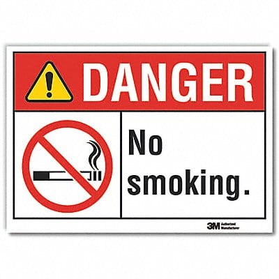 No Smoking Danger Rflctv Label 7inx10in