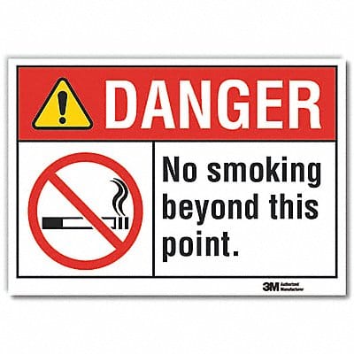 No Smoking Danger Rflct Label 3.5x5in