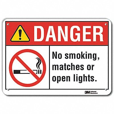 Rflct No Smoking Dangr Sign 10x14in Alum