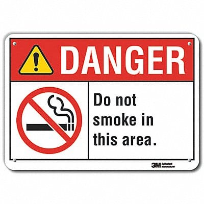 Rflct No Smoking Danger Sign 7x10in Alum