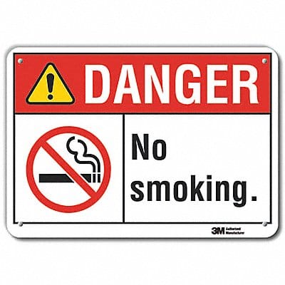 Rflctv No Smoking Dangr Sign 10x14in Alu