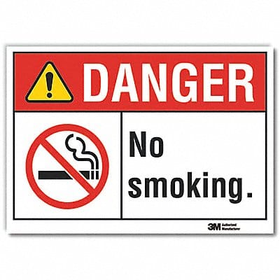 No Smoking Danger Rflctv Label 5inx7in