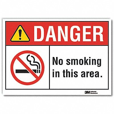 No Smoking Danger Rflctv Label 3.5inx5in