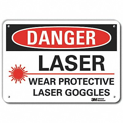 Rflct Laser Area Dangr Sign 10x14in Alum