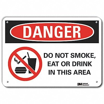 Rflct No Smoking Dangr Sign 10x14in Alum