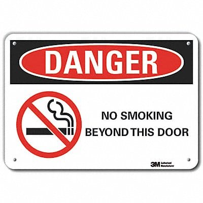 Rflct No Smoking Dangr Sign 10x14in Alum