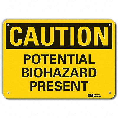 Rflctv Biohazard Caut Sign 10x14in Alum